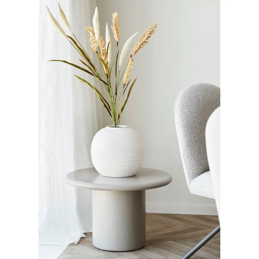 Stor rund vase keramisk hvit ø 30 cm