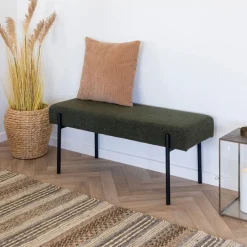 Swindon benk bouclé mørk grønn 100 cm