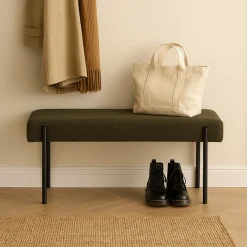 Swindon benk bouclé mørk grønn 100 cm