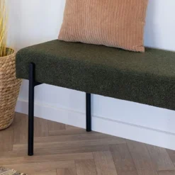 Swindon benk bouclé mørk grønn 100 cm