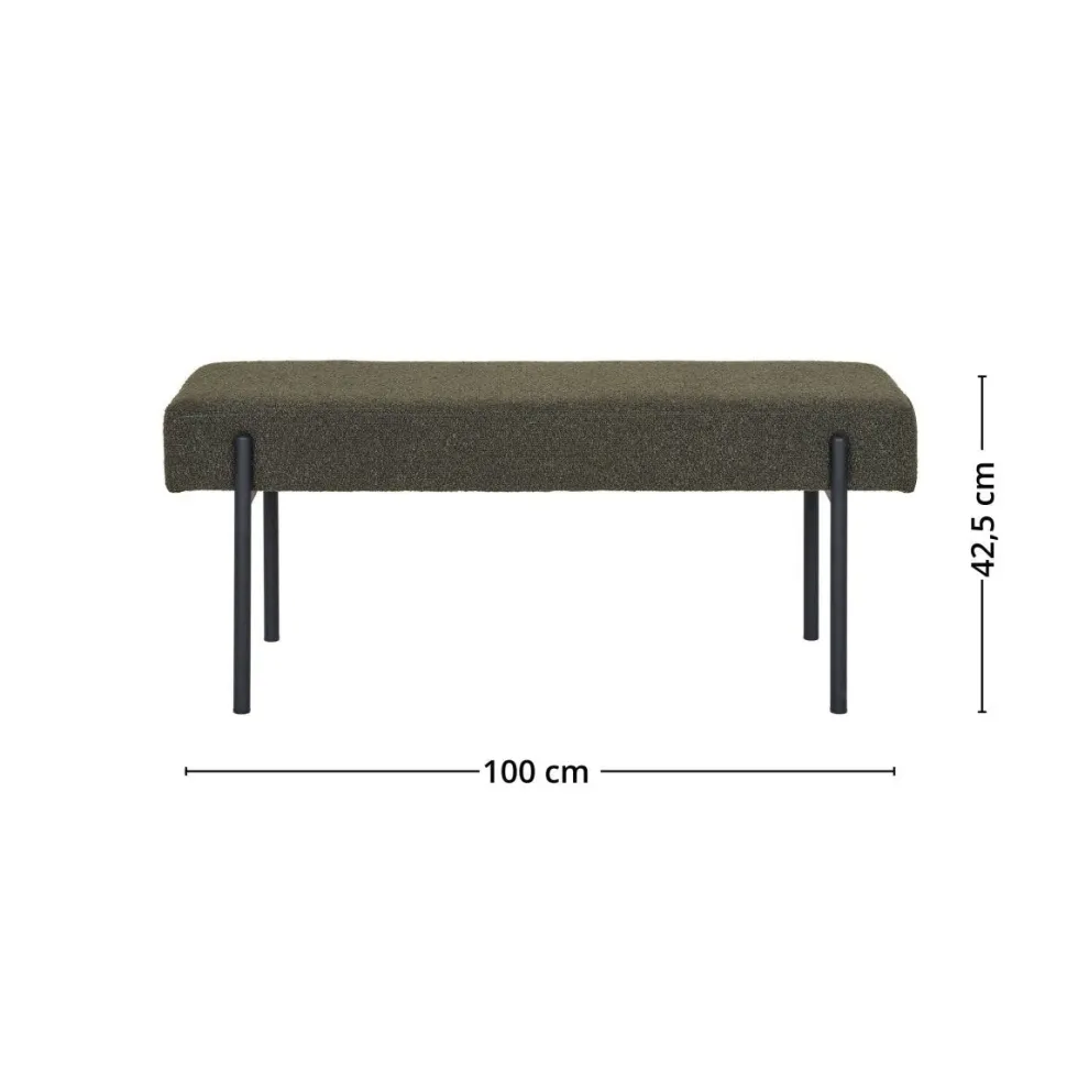 Swindon benk bouclé mørk grønn 100 cm