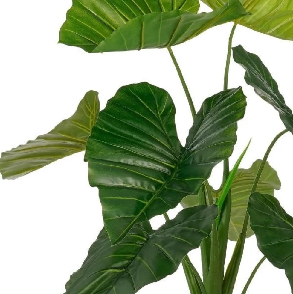 Taro kunstig plante grønn med store blader og potte 90 cm