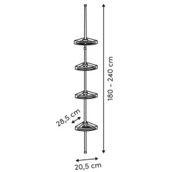 Teleskopisk dusjhylle sort aluminium 4 hyller