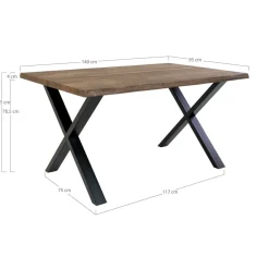 Toulon spisebord røkt eik 140 cm