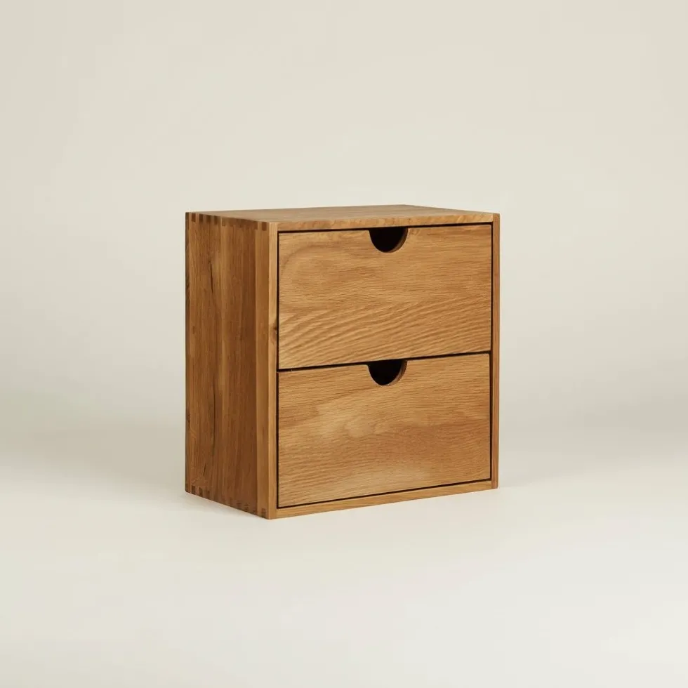 Townsville vegghylle med skuffer eik 18 x 30 x 30 cm