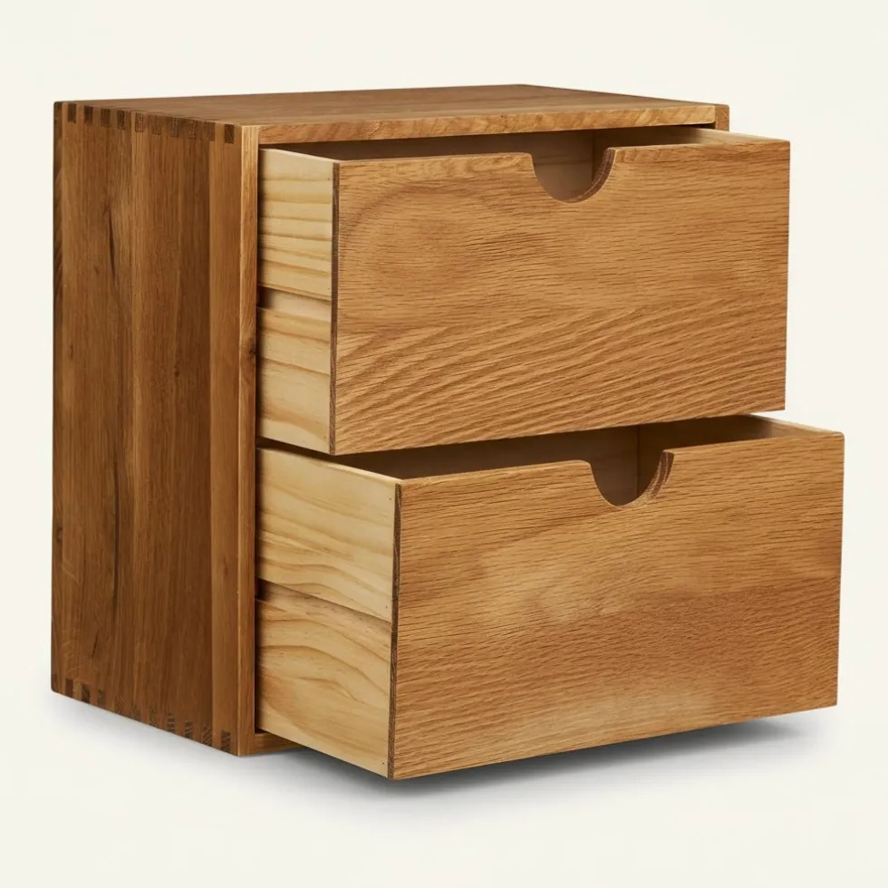 Townsville vegghylle med skuffer eik 18 x 30 x 30 cm