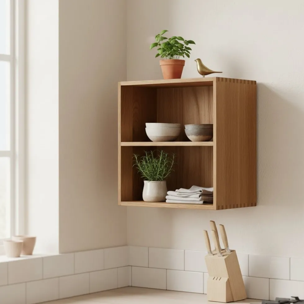 Townsville vegghylle med vertikale rom eik 18 x 30 x 30 cm