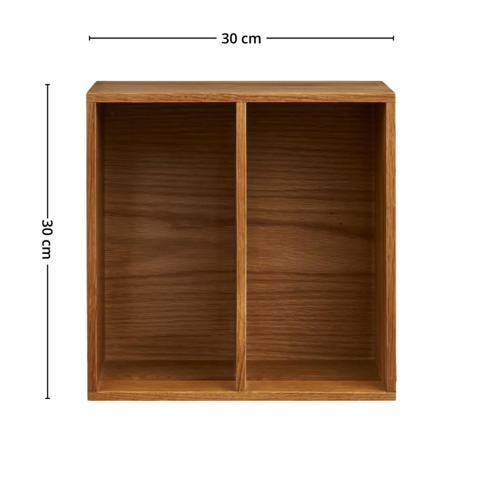 Townsville vegghylle med vertikale rom eik 18 x 30 x 30 cm
