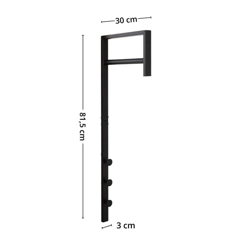 Trento vegghengt klesstativ sort metall 82 cm