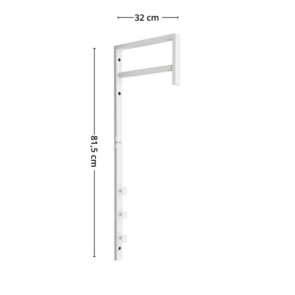 Trento vegghengt klesstativ hvit metall 82 cm