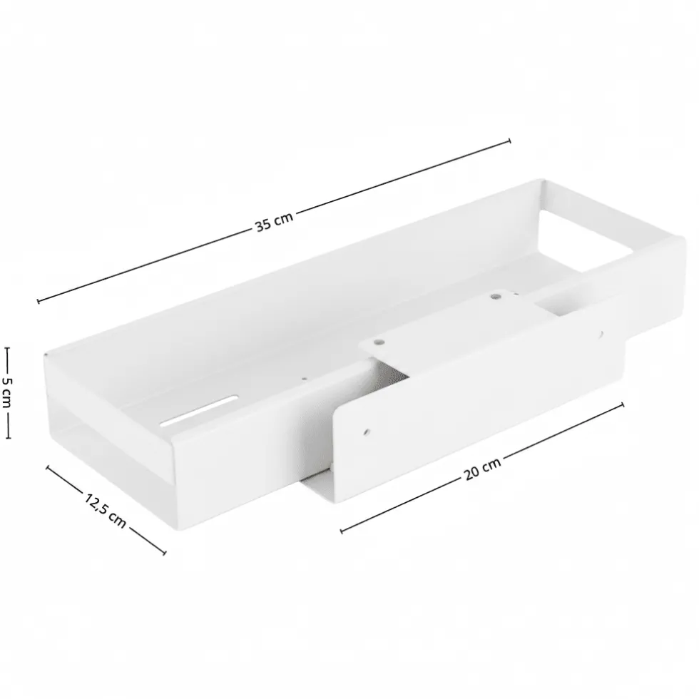 Uttrekkbar hylle smal hvit 35 x 12,5 cm