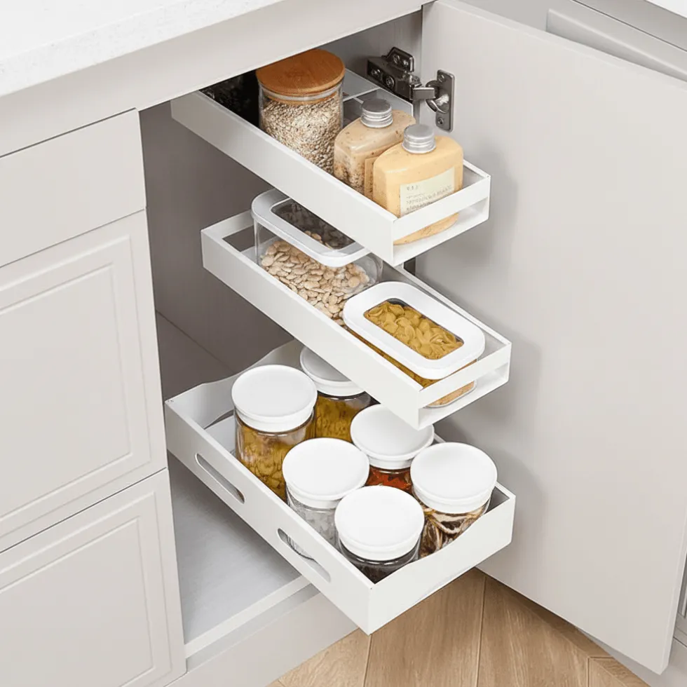 Uttrekkbar hylle smal hvit 35 x 12,5 cm