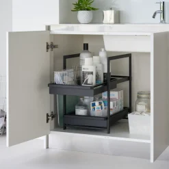 Uttrekkbar oppbevaringshylle sort 42 x 30 x 42 cm
