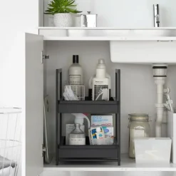 Uttrekkbar oppbevaringshylle sort 42 x 30 x 42 cm