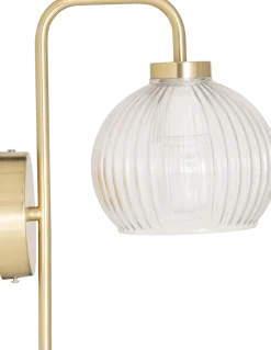 Vegglampe Krys med rillet glass gull 30 cm