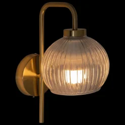 Vegglampe Krys med rillet glass gull 30 cm