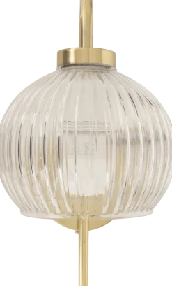 Vegglampe Krys med rillet glass gull 30 cm