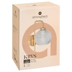 Vegglampe Krys med rillet glass gull 30 cm