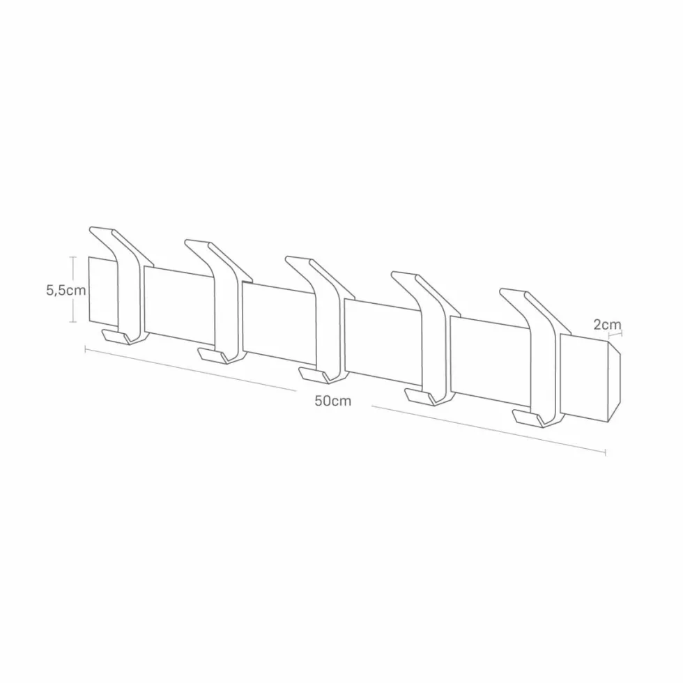 Veggmontert knaggrekke brun 50 x 10 cm