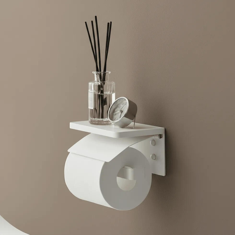 Veggmontert toalettpapirholder hvit
