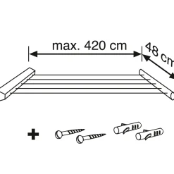 Veggmontert tørkestativ Rollfix 210 Longline