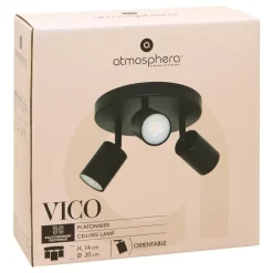 Vico taklampe med 3 justerbare spotter sort 20 cm