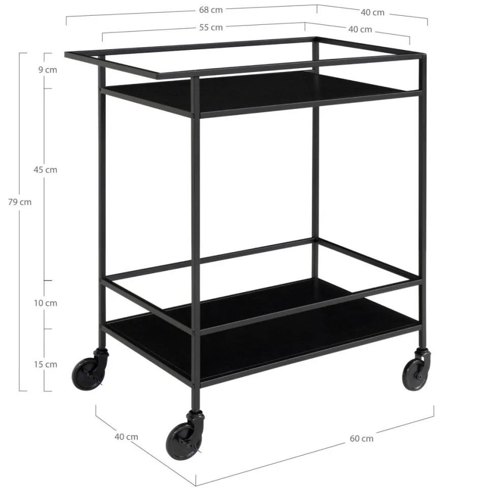 Vita barvogn 68 x 40 x 79 cm, sort metall