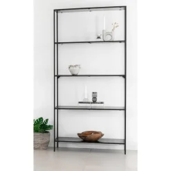 Vita bokhylle 5 hyller sort 80 x 36 x 170 cm