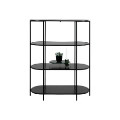 Vita oval bokhylle 4 hyller sort 85x36x111 cm