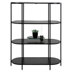 Vita oval bokhylle 4 hyller sort 85x36x111 cm