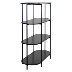 Vita oval bokhylle 4 hyller sort 85x36x111 cm