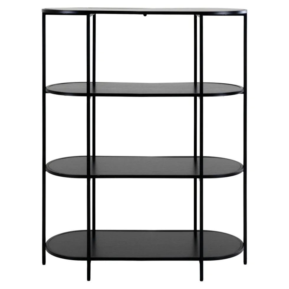 Vita oval bokhylle 4 hyller sort 85x36x111 cm