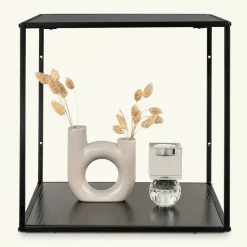 Vita vegghylle svart sort ramme 36 x 36 cm
