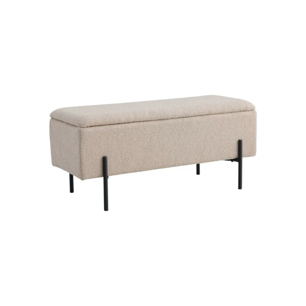 Watford oppbevaringsbenk bouclé beige 95 x 36,5 x 43 cm
