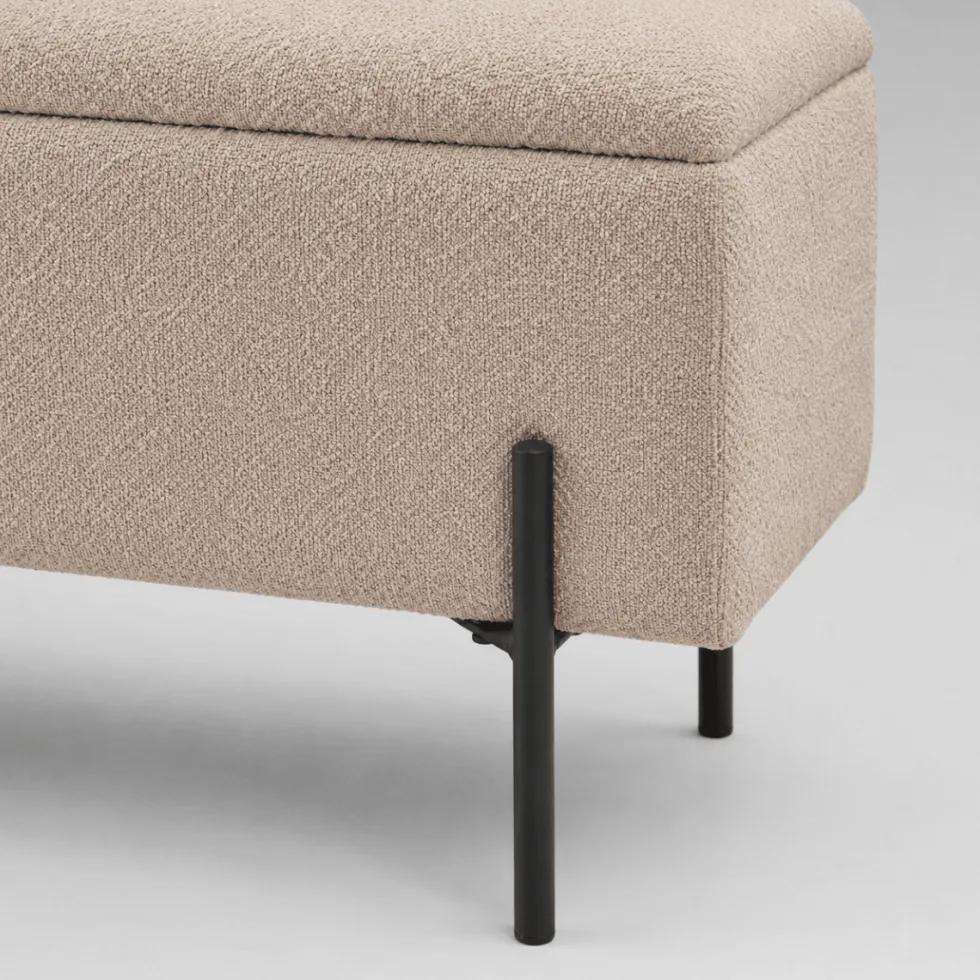 Watford oppbevaringsbenk bouclé beige 95 x 36,5 x 43 cm