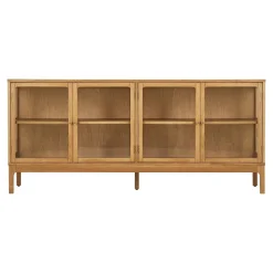 Zamora skjenk 4 glassdører eik natur 180x40x80 cm