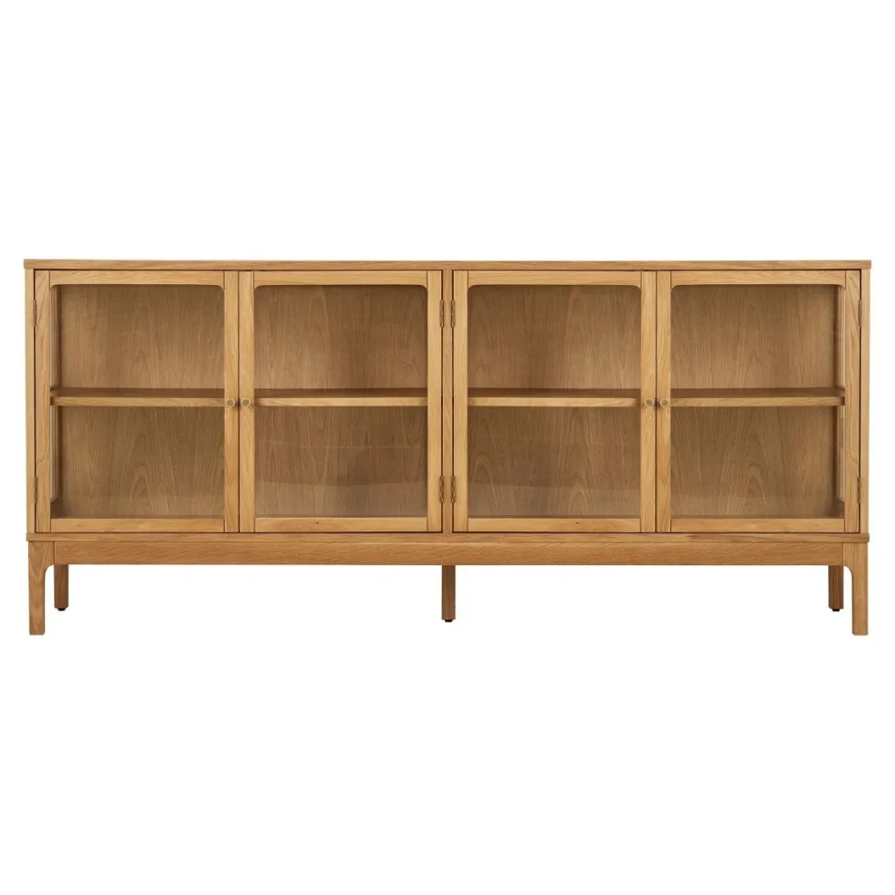 Zamora skjenk 4 glassdører eik natur 180x40x80 cm