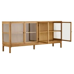 Zamora skjenk 4 glassdører eik natur 180x40x80 cm