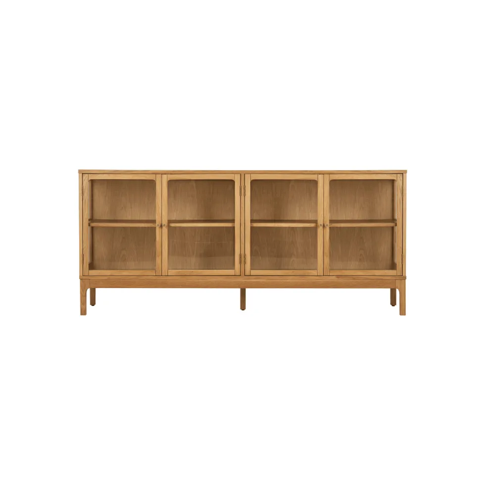 Zamora skjenk 4 glassdører eik natur 180x40x80 cm