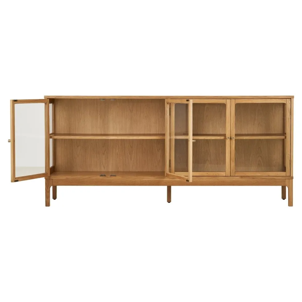 Zamora skjenk 4 glassdører eik natur 180x40x80 cm