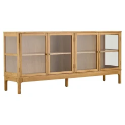 Zamora skjenk 4 glassdører eik natur 180x40x80 cm